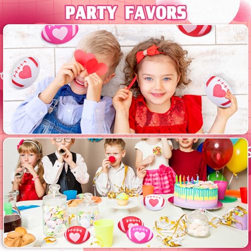 MiniInflat 24 Pcs Valentines Day Football Stress Balls 343 Football Squeeze Foam Balls Stress Relief Toys for Valentines Day Party Game Favors Heart Red Rose White Pink - Image 5