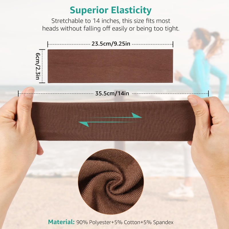 Ztomine Headbands for Women Non Slip - Stylish Sports Hair Bands for Women's Hair - Soft Cotton Cloth Stretchy Headbands for Women for Yoga, Outdoor Exercise Running - Image 2