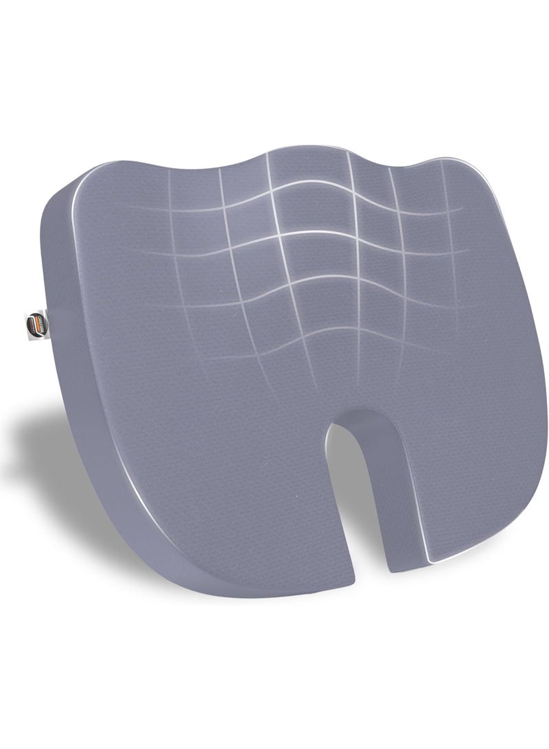 CareFoam Memory Foam Coccyx Seat Cushion for Tailbone Pain | 2 Years Warranty | Sciatica, Back Pain Relief - Orthopedic Chair Cushions | 18 x 14 x 3 Inch | Grayish Blue - Image 1