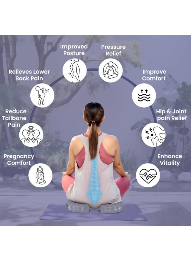 CareFoam Memory Foam Coccyx Seat Cushion for Tailbone Pain | 2 Years Warranty | Sciatica, Back Pain Relief - Orthopedic Chair Cushions | 18 x 14 x 3 Inch | Grayish Blue - Image 3