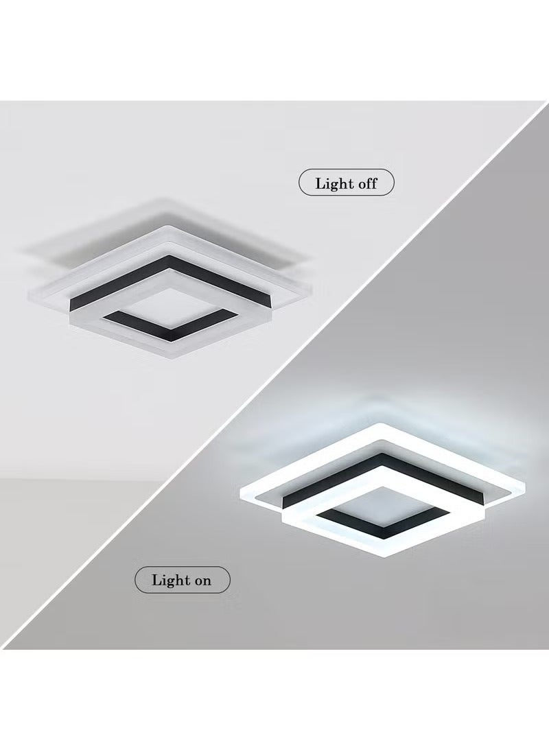 ضوء المدخل المربع، تركيبات إضاءة السقف LED الصغيرة الحديثة، 3 ألوان قابلة للتغيير من معدن الأكريليك LED مصباح السقف لغرفة المعيشة وغرفة النوم والمطبخ وأضواء الممر (3000K-6500K)  - Image 3