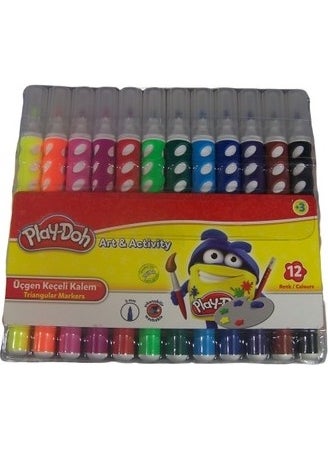Play-Doh Playdoh 12 Color Triangle Felt Pen Pvc Box Ke019  - Image 2
