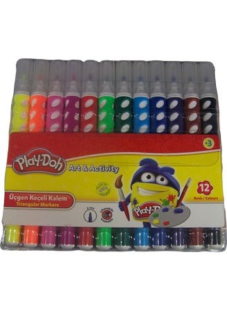 Play-Doh Playdoh 12 Color Triangle Felt Pen Pvc Box Ke019  - Image 1