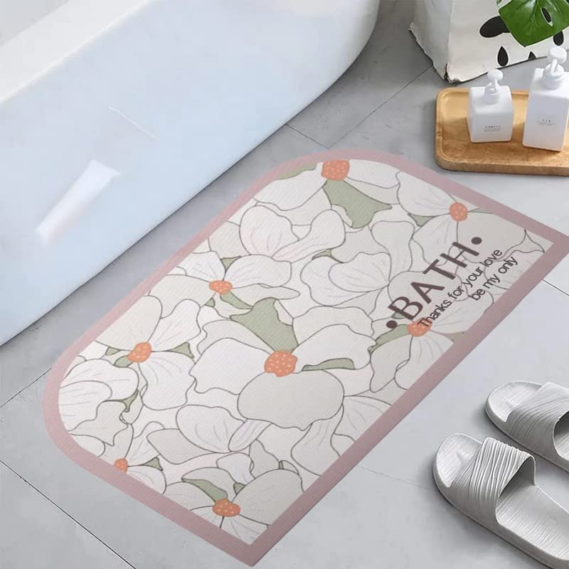 LYDL Silicone Bathroom Mat Diatomite AntiSlip Bath Mat Quick Drying Absorbent Floor Mat for Bedroom Kitchen Hallway Entryway Doormat NonSlip Cushion Bathroom Rugs 60 X 40 CM AbstractSemi Circle - Image 1