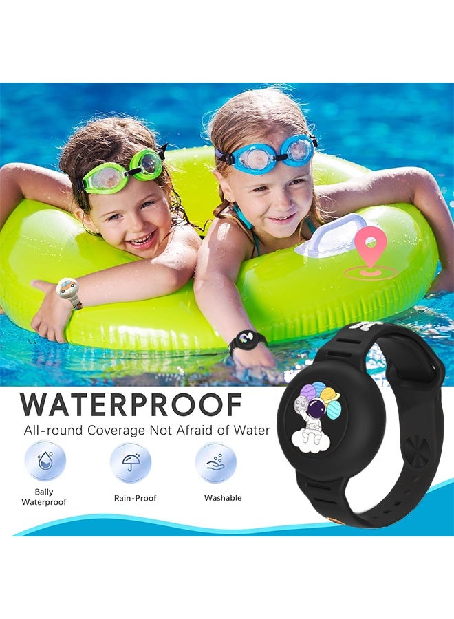 AirTag Bracelet for Kids Waterproof Cute Cartoon Air tag Holder for Kids with Soft Silicone Full Coverage Anti-Lost Hidden Airtag Wristband Accessories for Child(Astronaut) - Image 2