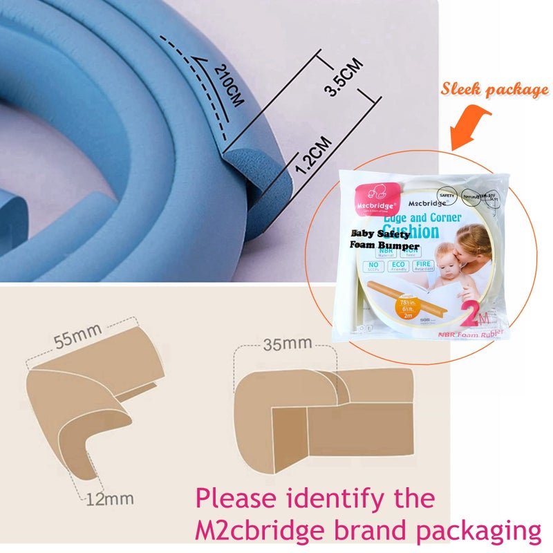 M2cbridge L Shape Extra Thick Furniture Table Edge Protectors Foam Baby Safety Bumper Guard 6.5 Ft (Brown) - Image 3