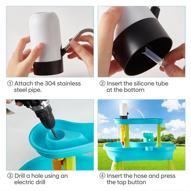 JAiiMen Water Play Table Pump for Kids and Toddlers, Portable Mini Water Pump Summer Outdoor Water Toys, Water Table Accessories - Image 4
