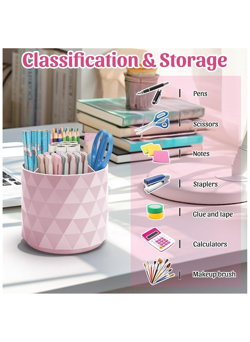 NANAO Desk Organizer, Sparkling Pink Diamond-like 360° Rotating Office Desk Accessories, 5 Compartment Storage Box Caddy for Office, School, Home, Art Supply - Image 5