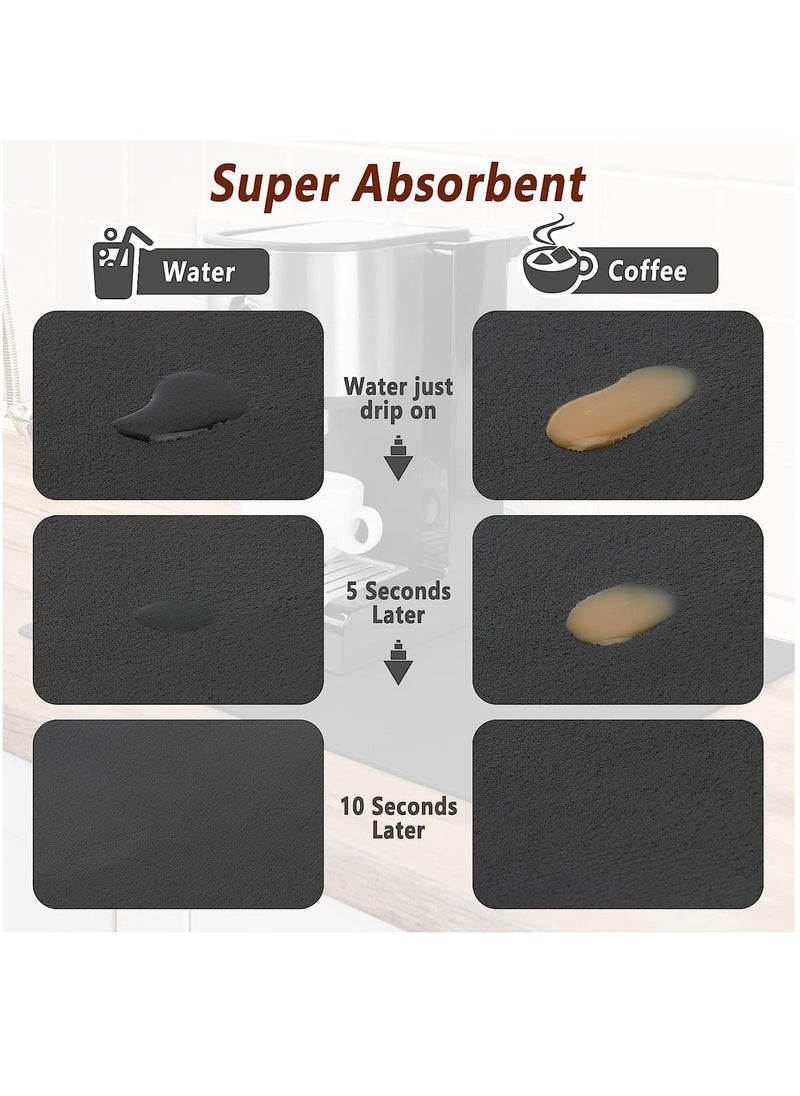 Arabest 30 X 40cm Coffee Mat,Coffee Bar Mat Coffee Maker Mat for Countertops Fit Under Coffee Maker Machine,Hide Stain Rubber Backed Absorbent Dish Drying Mat for Kitchen Counter,Pot Dish Rack-Black  - Image 2