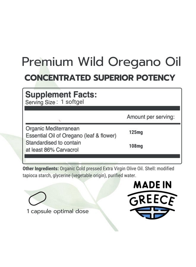Aromavita Vegan Wild Oregano Oil Organic Capsules, 86-90% Carvacrol - Immune and Digestive Support, Natural Antioxidant, Vegan, Non GMO, 60 Capsules (60 softgels/1 pakg) - Image 4