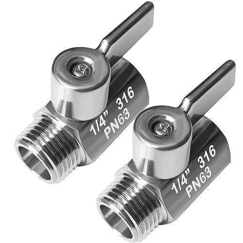 Beduan Mini Ball Valve Stainless Steel316 14 NPT Male x NPT Female Mini Ball Shutoff ValvePack of 2 - Image 1