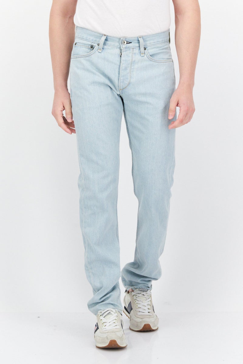 Rag & bone Men Classic Fit Mid Waist Washed Non-Stretchable Denim, Blue - Image 1