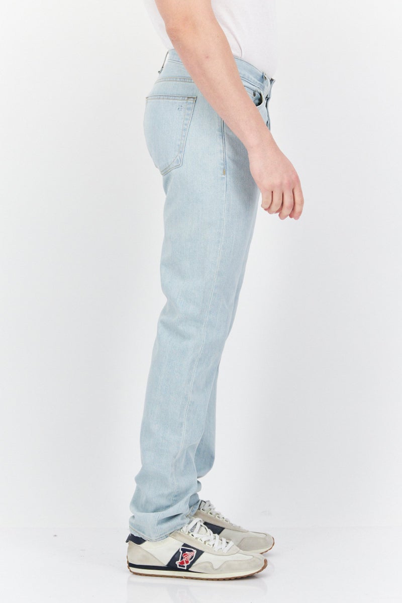 Rag & bone Men Classic Fit Mid Waist Washed Non-Stretchable Denim, Blue - Image 2