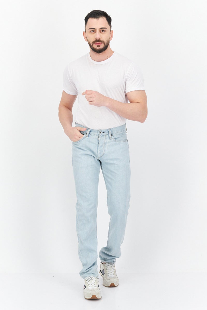 Rag & bone Men Classic Fit Mid Waist Washed Non-Stretchable Denim, Blue - Image 4