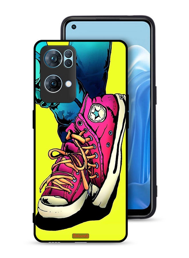 Tolwak Oppo Reno7 Pro 5G Protective Case Cover Canva Shoes Art - Image 1