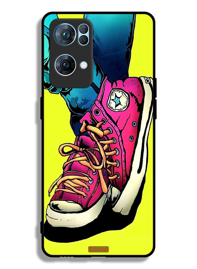 Tolwak Oppo Reno7 Pro 5G Protective Case Cover Canva Shoes Art - Image 2