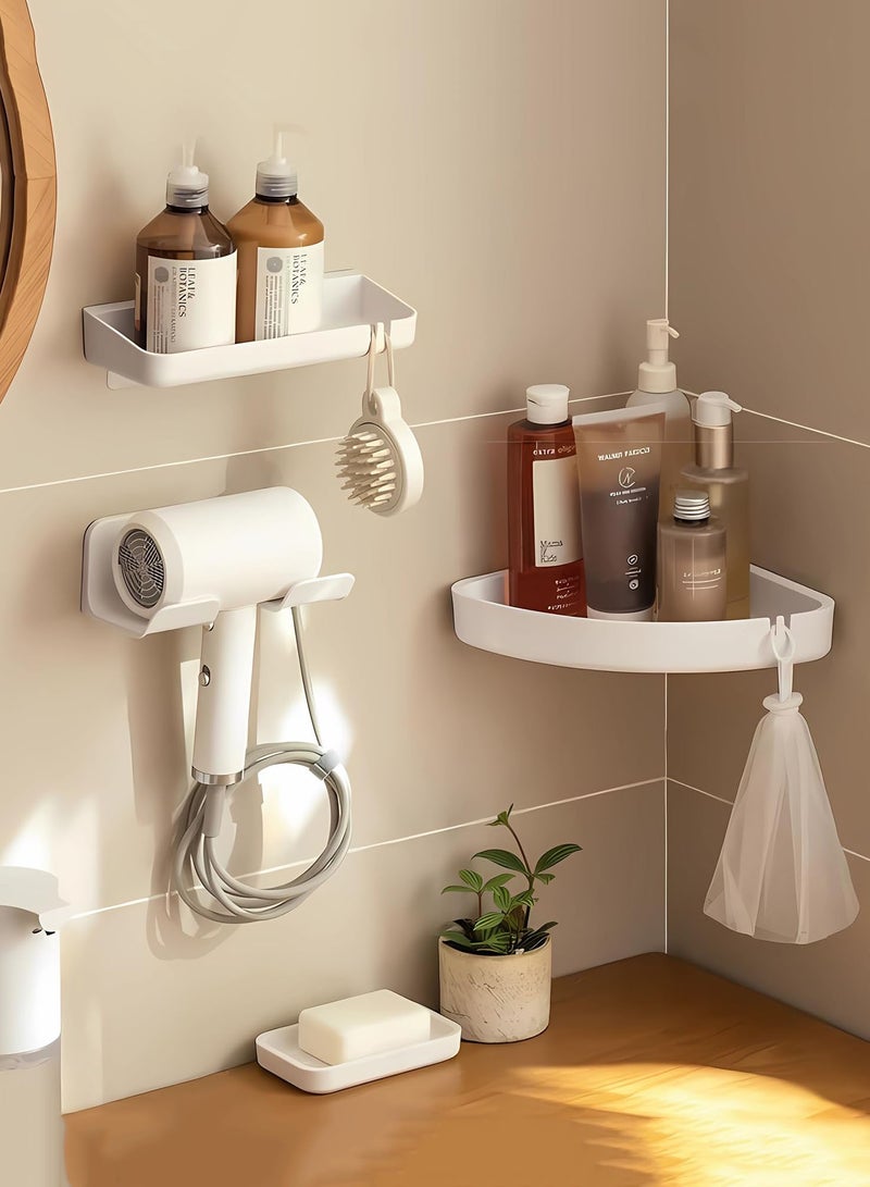 Universal Hair Dryer Holder, Hair Dryer Holder Self Adhesive,Self Adhesive Wall Mount Stand for Most Brand Size Hair Blow Dryer Hair Dryer Organizer Rack with Plugu0026Wire Hook for Bathroom - Image 2
