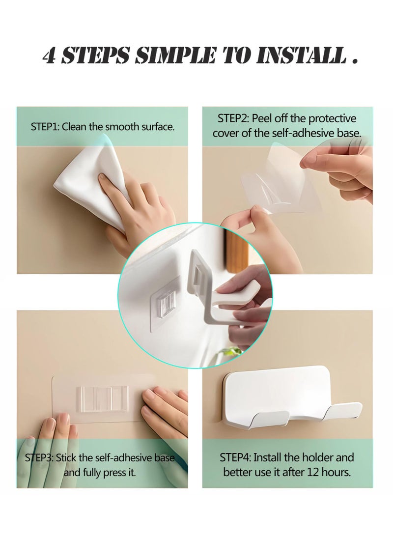 Universal Hair Dryer Holder, Hair Dryer Holder Self Adhesive,Self Adhesive Wall Mount Stand for Most Brand Size Hair Blow Dryer Hair Dryer Organizer Rack with Plugu0026Wire Hook for Bathroom - Image 4