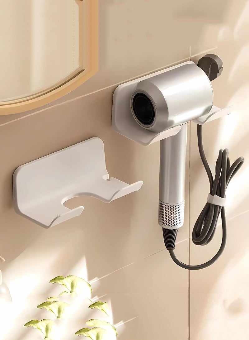 Universal Hair Dryer Holder, Hair Dryer Holder Self Adhesive,Self Adhesive Wall Mount Stand for Most Brand Size Hair Blow Dryer Hair Dryer Organizer Rack with Plugu0026Wire Hook for Bathroom - Image 1