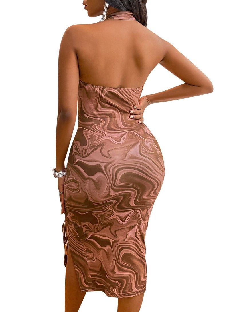 Loquat Fashionable Beautiful Atmosphere Female Dress  Brown - Image 2