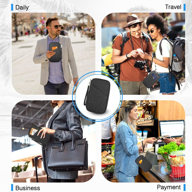 TOPBAG Passport Holder Family, Women RFID Blocking Passport Wallet, Travel Essentials Premium Wallets, Waterproof Passport Holders Bag for Men Traveling, Travel Document Organizer Credit Cards Case - Image 5