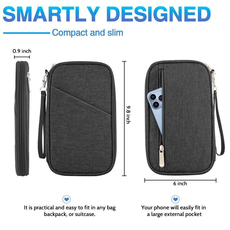 TOPBAG Passport Holder Family, Women RFID Blocking Passport Wallet, Travel Essentials Premium Wallets, Waterproof Passport Holders Bag for Men Traveling, Travel Document Organizer Credit Cards Case - Image 2