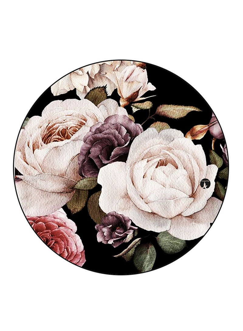 RKN Flowers Printed Mouse Pad  Round  Multicolour