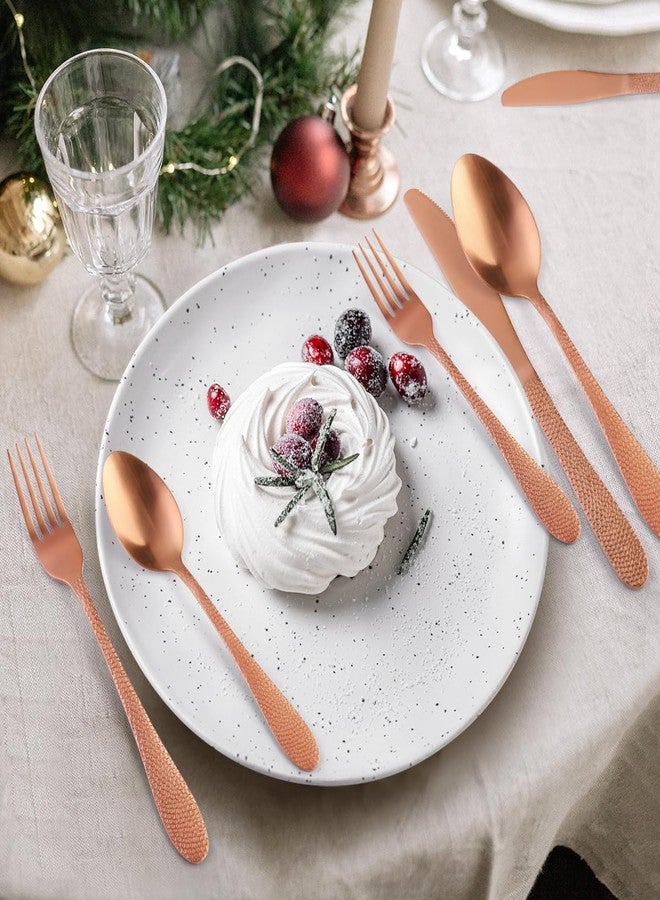 DLEST Stainless Steel Flatware Set, Tableware Cutlery Set, Utensils for Kitchens, Dishwasher Safe(Fork 4+Knife 4+Dessert Spoon 4+ Dessert Fork 4+Tea Spoon 4) (Rose Gold Hotel Spoon, 20) - Image 2