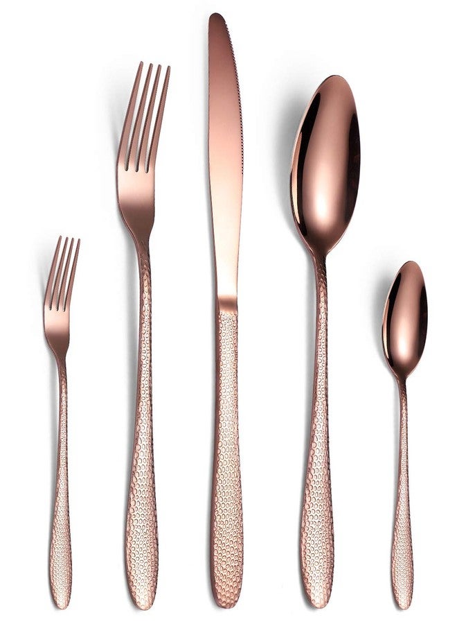 DLEST Stainless Steel Flatware Set, Tableware Cutlery Set, Utensils for Kitchens, Dishwasher Safe(Fork 4+Knife 4+Dessert Spoon 4+ Dessert Fork 4+Tea Spoon 4) (Rose Gold Hotel Spoon, 20) - Image 1