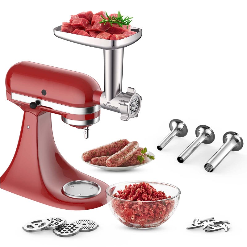 GVODE Metal Meat Grinder Attachment for KitchenAid Stand Mixer,Meat Grinder KitchenAid Includes 4 Grinding Plates, 3 Sausage Stuffer Tubes, 2 Grinding Blades, Meat Grinder Attachment by Gvode - Image 2