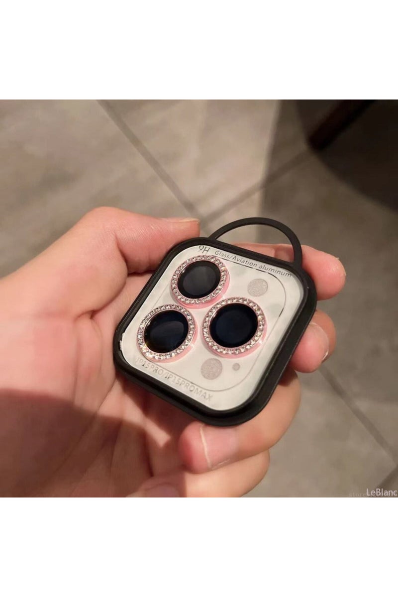 واقي عدسة كاميرا ماسي لهواتف آيفون 15، 14 برو ماكس، 12، 13، 14، 15 بلس (عبوة من قطعتين أو ثلاث قطع)