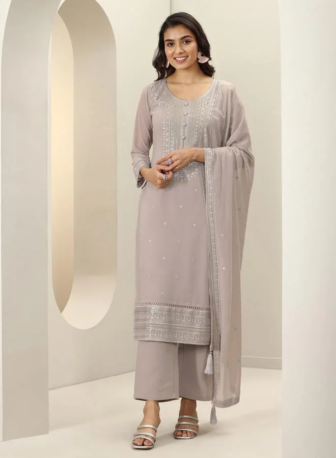 Libas Printed Georgette Straight Kurta, Palazzos And Dupatta Set