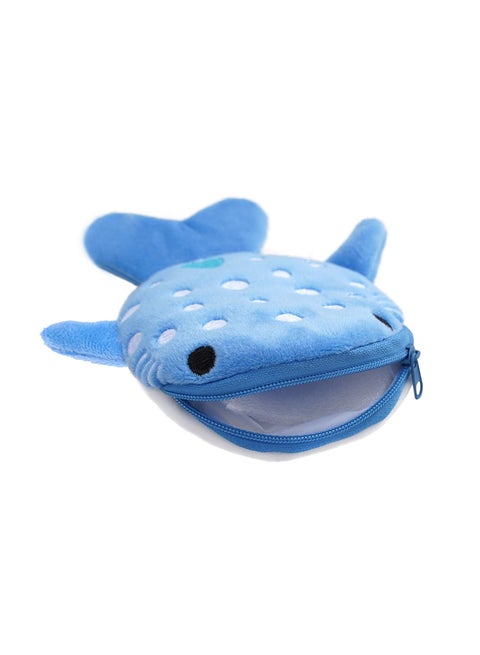Shark Coin Purse, Cute Plush Cartoon Small Wallet for Women - Fun Coin Pouch and Cosmetic Bag (Blue)