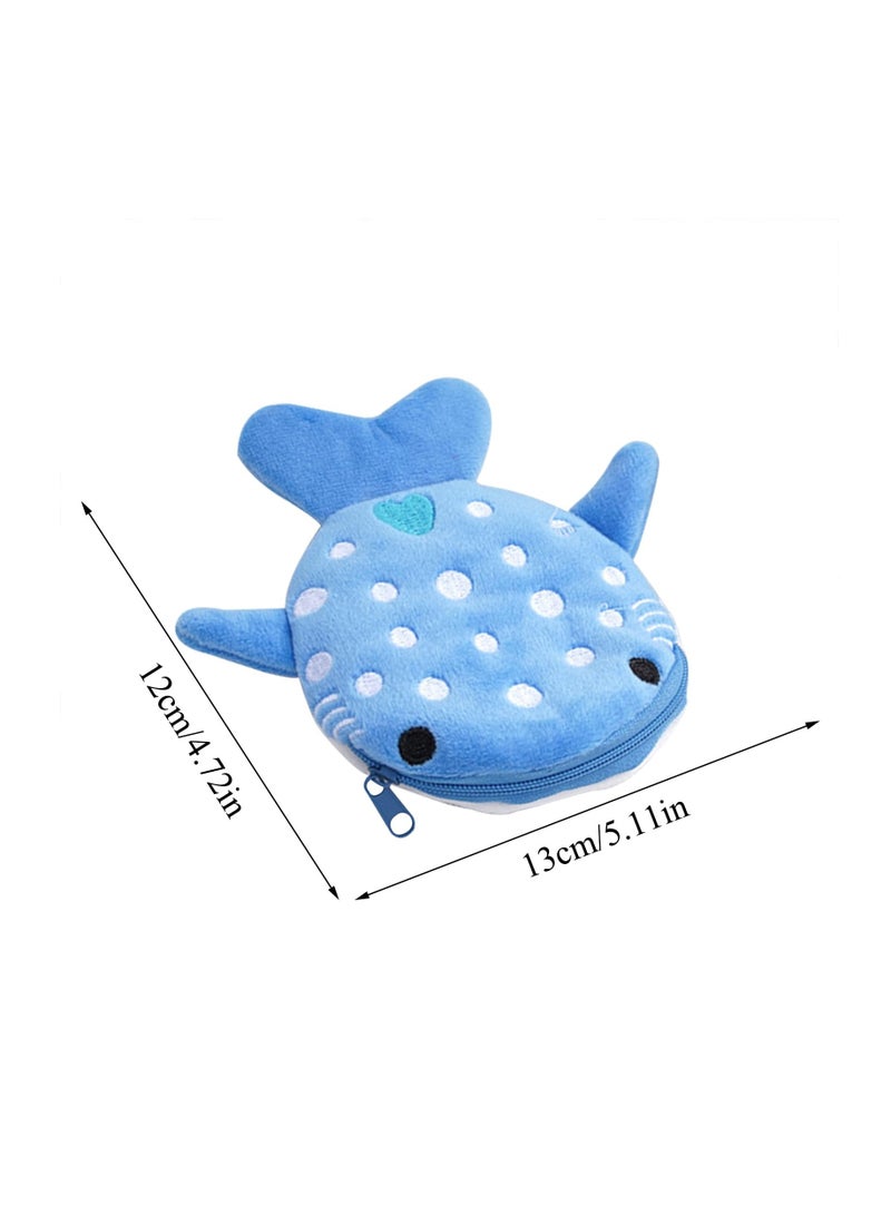 SOLARAE Shark Coin Purse, Cute Plush Cartoon Small Wallet for Women - Fun Coin Pouch and Cosmetic Bag (Blue) - Image 2