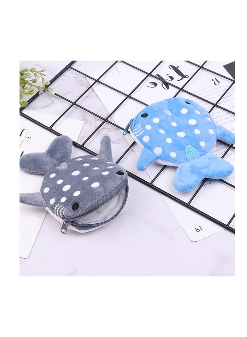 Shark Coin Purse, Cute Plush Cartoon Small Wallet for Women - Fun Coin Pouch and Cosmetic Bag (Blue)