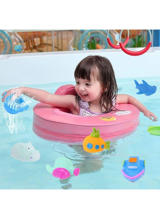 INNOCHEER - INNOCHEER Baby Bath Toys for Water Table, Toddler Water Toys with Mold Free Bath Toys Stacking Cups, Quick Dry Organizer Net, 13 Pcs Water Table Toys for Toddlers Bathtub Game, Beach and Pool Party - Image 1