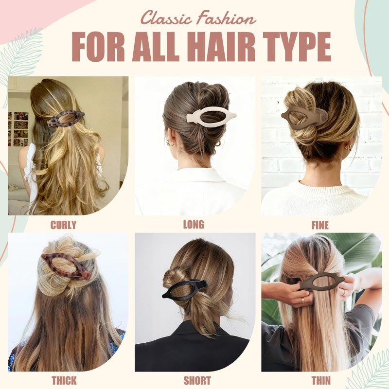 USDNICE Flat Hair Clips for Women - 6 PCS French Flat Claw Clips Medium Hair Clips for Girls Large Hair Claw Clips for Thick or Thin Hair Strong Hold No Slip Hair Accessories for women (Transparent) - Image 4