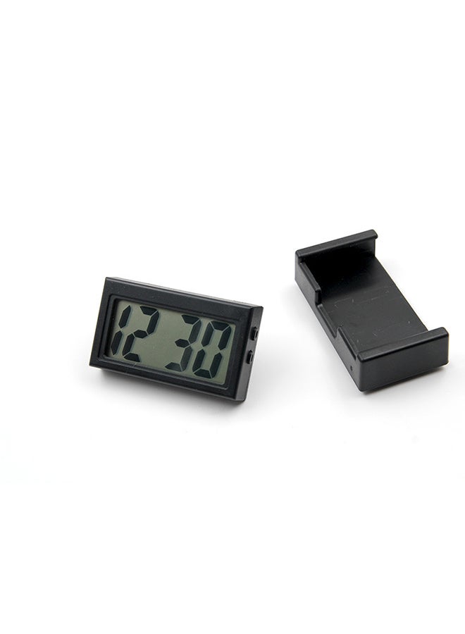 Lcd Digital Car Clock With Sticky Pad, Small Digital Time Display, Portable Electronic Desk Clock, Suitable For Car Dashboards, Home Offices, Rectangular Black. - Image 1