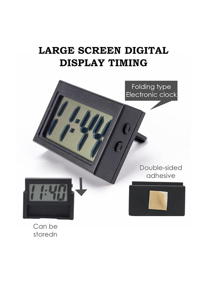 Lcd Digital Car Clock With Sticky Pad, Small Digital Time Display, Portable Electronic Desk Clock, Suitable For Car Dashboards, Home Offices, Rectangular Black. - Image 3