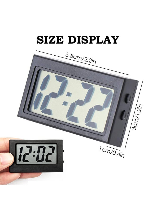 Lcd Digital Car Clock With Sticky Pad, Small Digital Time Display, Portable Electronic Desk Clock, Suitable For Car Dashboards, Home Offices, Rectangular Black. - Image 2