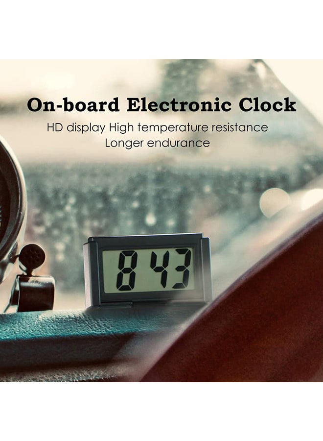 Lcd Digital Car Clock With Sticky Pad, Small Digital Time Display, Portable Electronic Desk Clock, Suitable For Car Dashboards, Home Offices, Rectangular Black. - Image 4