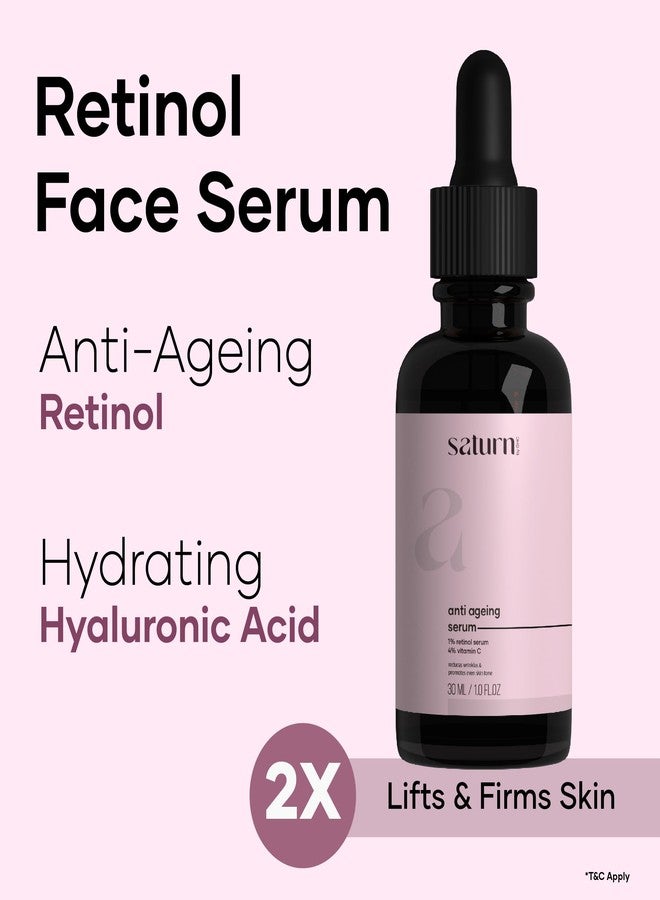 Saturn by GHC سيروم مضاد للشيخوخة ساتورن من GHC مع 1% ريتينول | سيروم ليلي للوجه مع فيتامين C، نياسيناميد وحمض الهيالورونيك لتقليل الخطوط الدقيقة والتجاعيد | للنساء | 30 مل (عبوة من 2) - Image 5