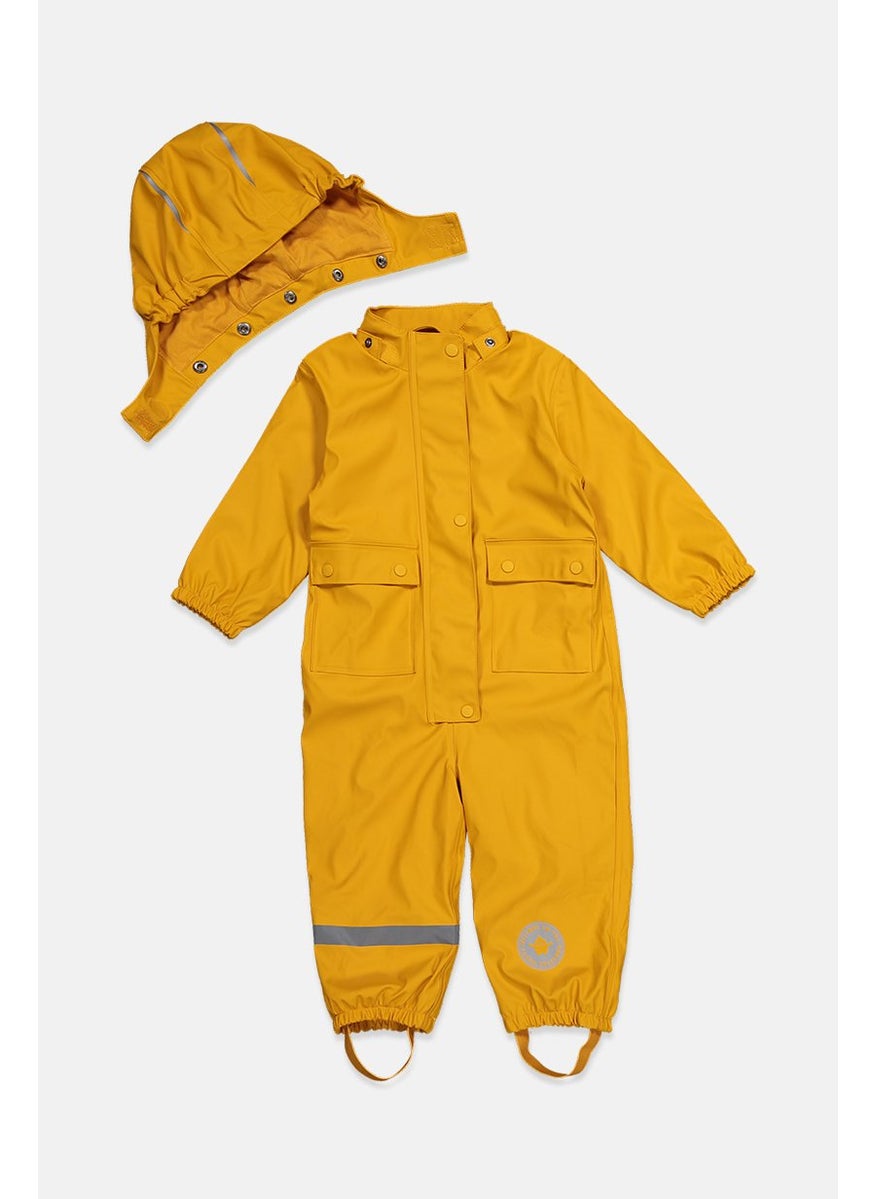 Tchibo Toddlers Boy Full Zip Long Sleeve Plain Romper Suits, Gold  - Image 1