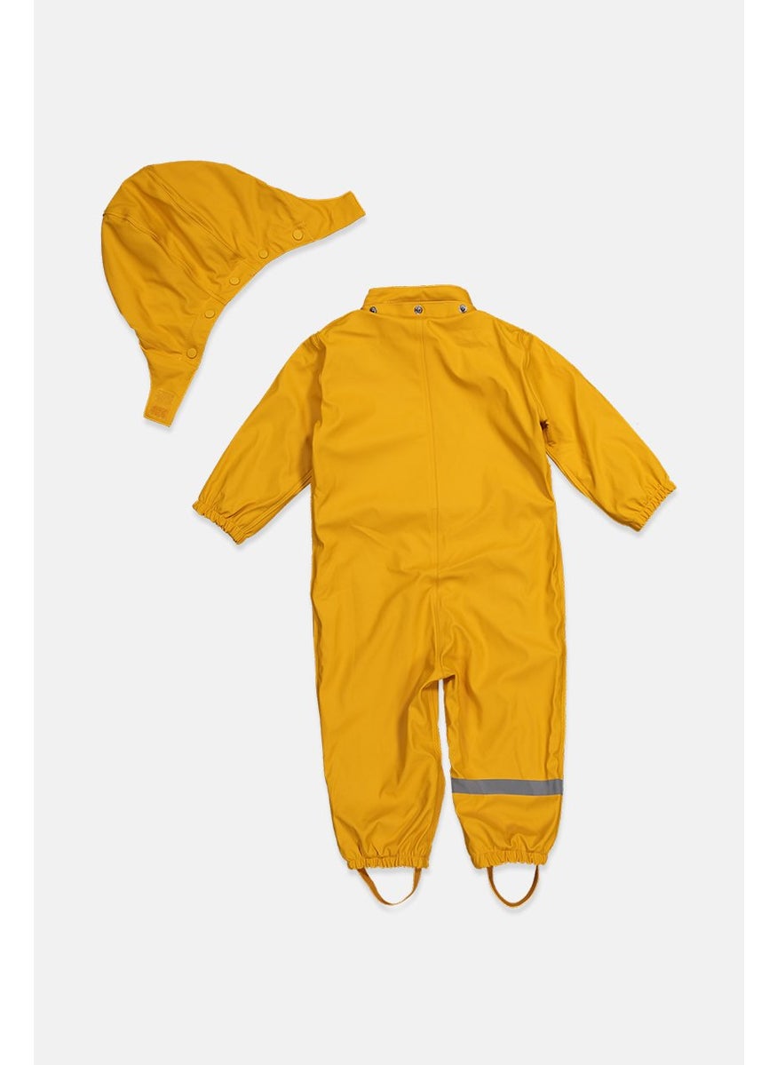Tchibo Toddlers Boy Full Zip Long Sleeve Plain Romper Suits, Gold  - Image 2