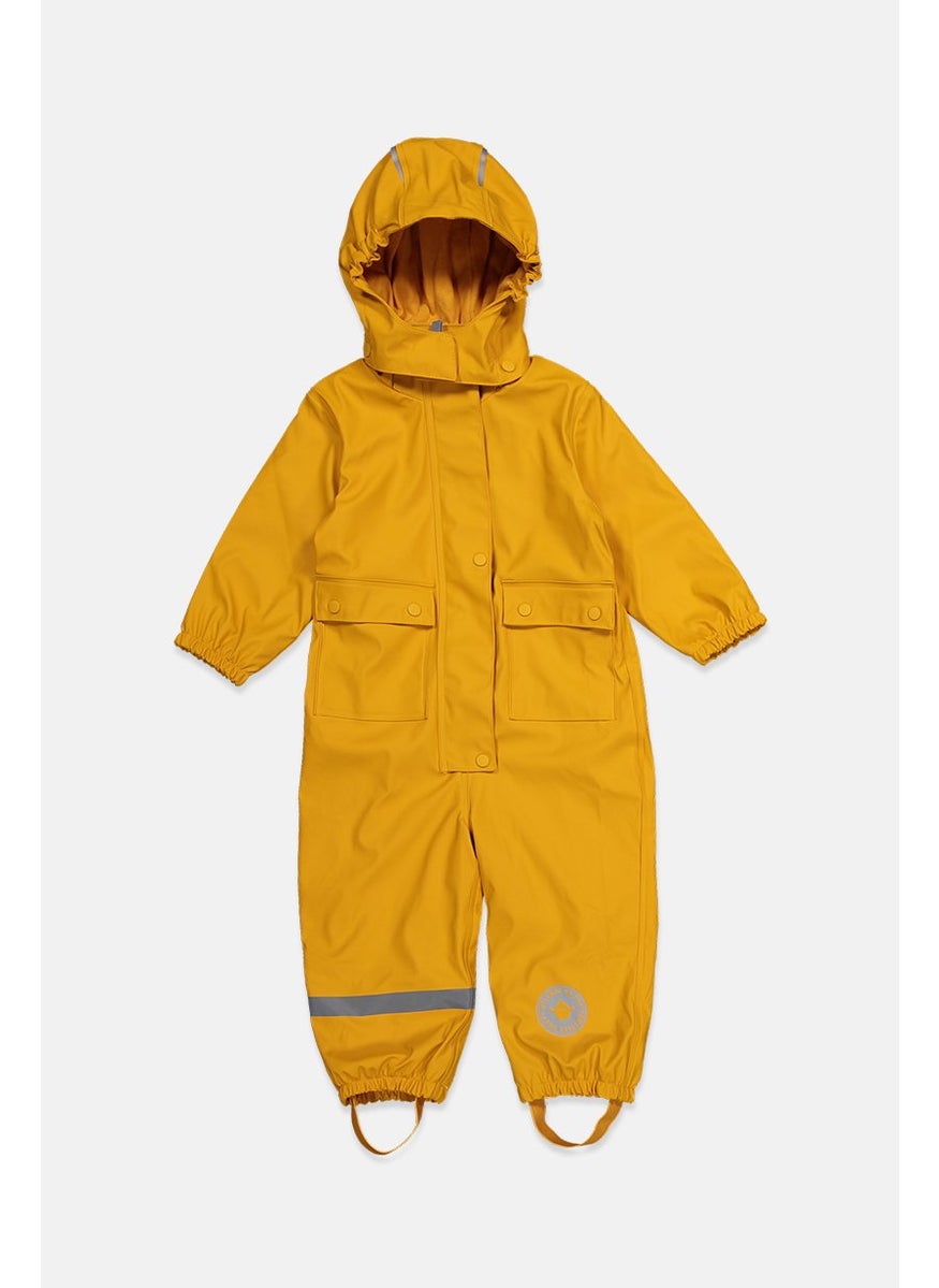 Tchibo Toddlers Boy Full Zip Long Sleeve Plain Romper Suits, Gold  - Image 3