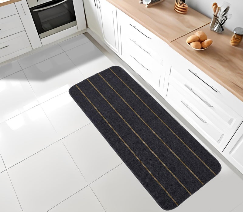 Status Contract Polypropylene Striped Anti Skid Runner for Living Area | Rug for Bedroom |Rug for Dining Table Rug for Floor with Anti Slip Backing(Dark Grey, 45X120 cm) - Image 1