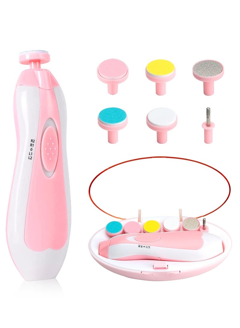 Baby Nail Trimmer Electric Baby Nail File, 15 In 1 Nail Knife File Buffer Kit, With Dust Cover Led Light, Suitable For Newborns, Infants, Toddlers, Adult Toenails, Pink  - Image 1