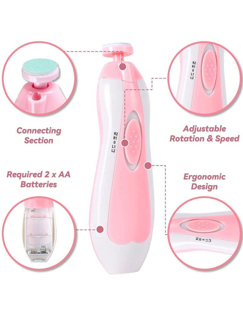 Baby Nail Trimmer Electric Baby Nail File, 15 In 1 Nail Knife File Buffer Kit, With Dust Cover Led Light, Suitable For Newborns, Infants, Toddlers, Adult Toenails, Pink  - Image 2