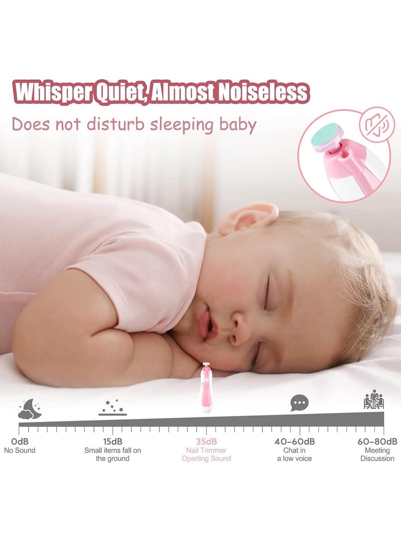 Baby Nail Trimmer Electric Baby Nail File, 15 In 1 Nail Knife File Buffer Kit, With Dust Cover Led Light, Suitable For Newborns, Infants, Toddlers, Adult Toenails, Pink  - Image 5