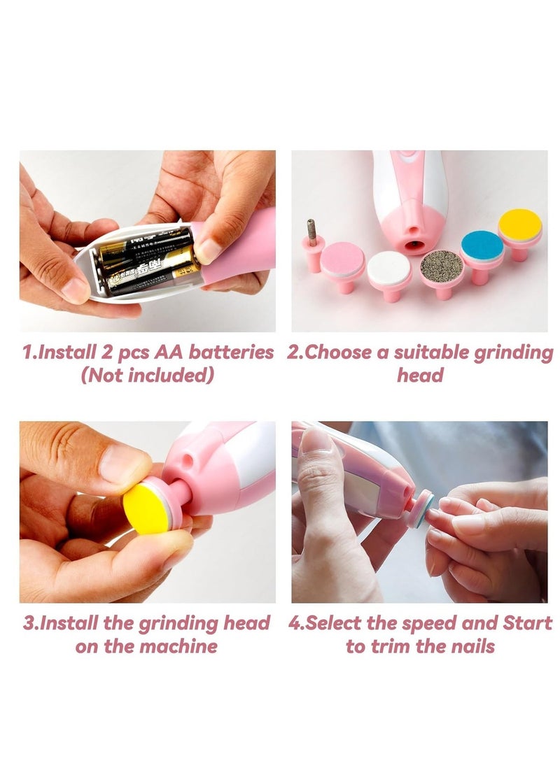 لاكي نوف Baby Nail Trimmer Electric Baby Nail File, 15 in 1 Nail Knife File Buffer Kit, مع غطاء الغبار أدى الضوء, مناسبة للأطفال حديثي الولادة, الرضع, الأطفال الصغار, أظافر أصابع القدم الكبار, الوردي - Image 3